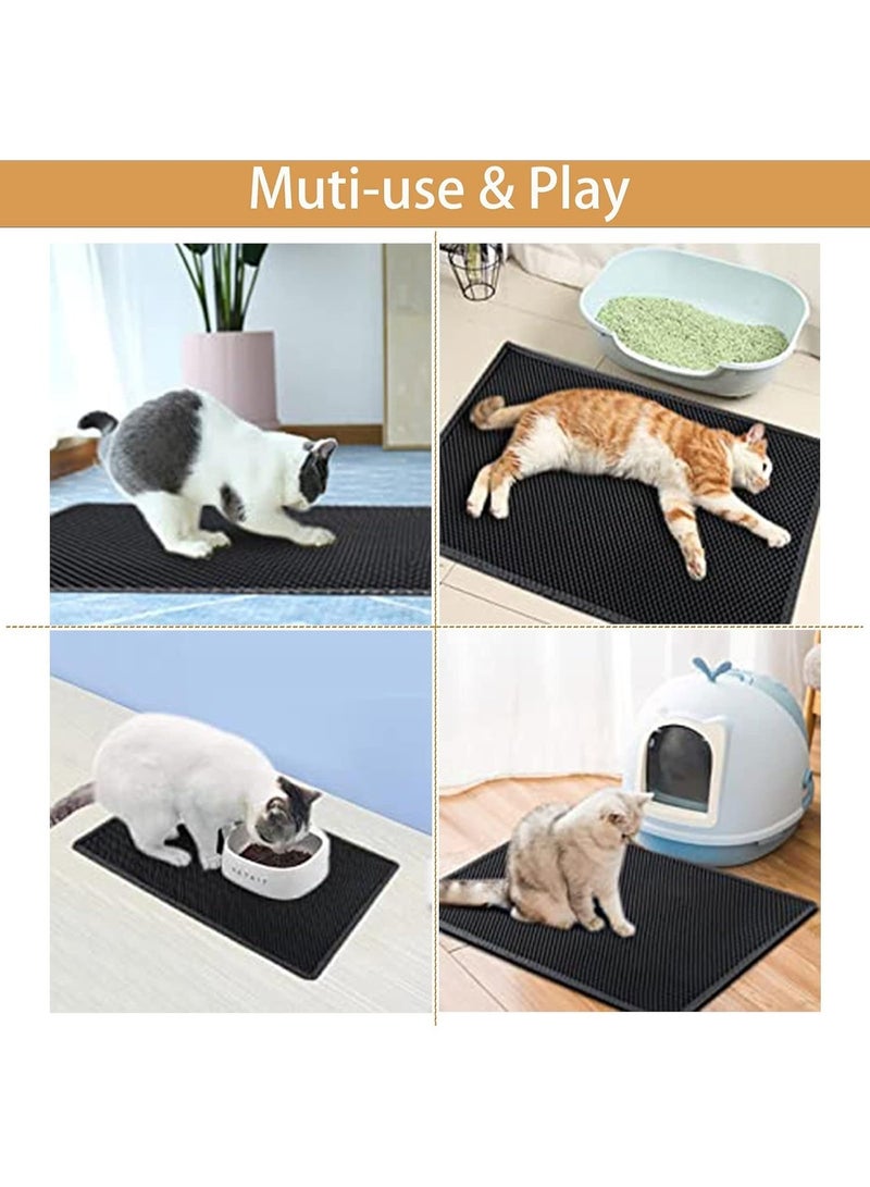 هوميفاي حصيرة فضلات القطط، 45x60 سم، حصيرة فخ لفضلات القطط، بطبقة مزدوجة مقاومة للماء، حصيرة نظافة القطط، تصميم خلية النحل، قابلة للغسيل وسهلة التنظيف (أسود) - Image 5